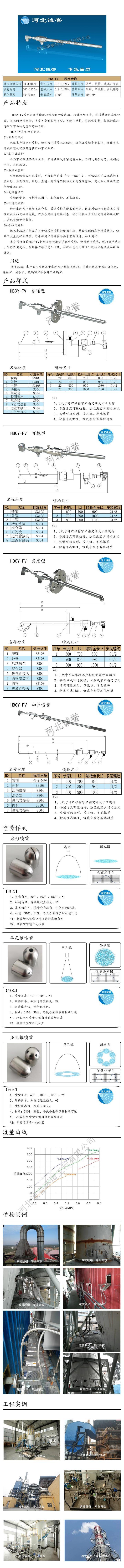 電廠脫硝噴槍保護(hù)套、噴槍參數(shù)、材質(zhì)尺寸、流量分布圖、扇形空心錐俯視圖介紹，以及噴槍霧化視頻展示和工程案例介紹